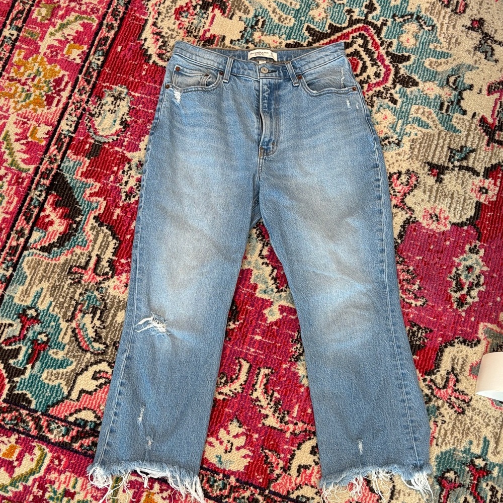 Abercrombie & Fitch Light Blue Distressed Boyfriend Jeans
